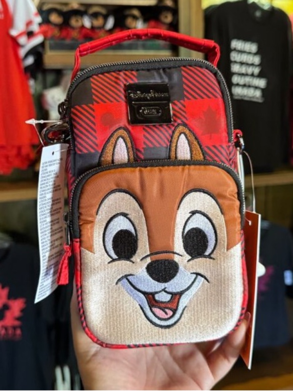 Disney Parks Lug Chip - Skeeter Mini Crossbody Convertible Red Plaid Bag 🆕